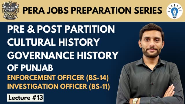 PERA Jobs Pre & Post Partition and Cultural & Governance History of Punjab MCQs - Multiple choice questions for AI platform knowledge
